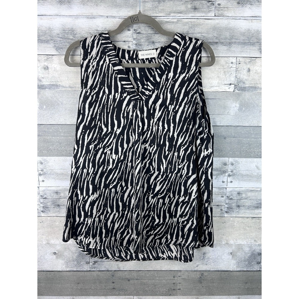 The Nines Large Animal Print Sleeveless V Neck Blouse
